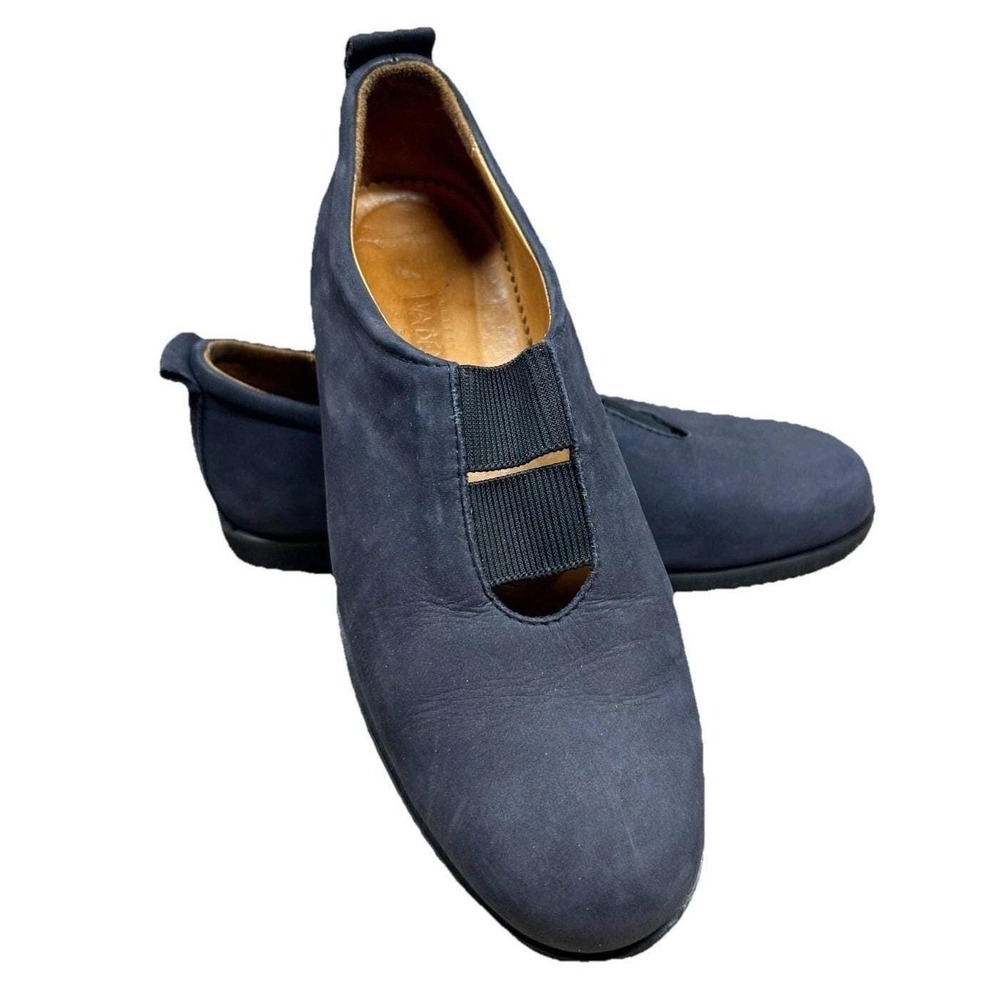Va Bene Comfort Loafers Womens 9.5 Navy Blue Suede Elastic Slip On Minimalist
